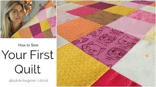 Your First Quilt  Beginner Tutorial Part 1 [upl. by Assej355]