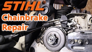 Stihl Chainbrake Repair How To Ground Saw [upl. by Nahtnanhoj361]