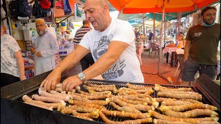 Sicilian Street Food in Palermo 🇮🇹 CRAZY Italian BBQ  HUGE Arancini in Sicily [upl. by Roderic]