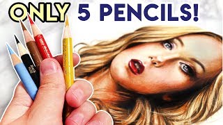 Drawing a Portrait with ONLY 5 Colored Pencils [upl. by Rayle]