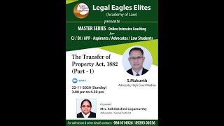 The Transfer Of Property Act 1882 Part1 by Mr S Mukunth [upl. by Allanson]