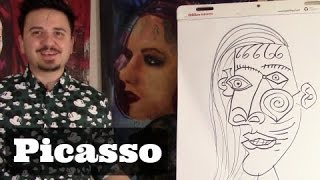 Drawing Like Pablo Picasso  Cubism Art Lesson  Picasso Step by Step [upl. by Llehsyar]