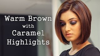 How to Warm Brown Hair with Caramel Highlights [upl. by Annaerb]