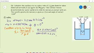 Numerical Capillary Rise or fall due to surface tension  Hindi amp English  Properties of fluid [upl. by Adnamas]