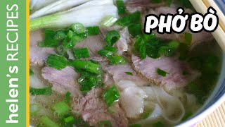 PHO BO  Vietnamese Beef Noodle Soup Recipe  Helens Recipes [upl. by Troxell]