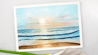 Watercolor SEASCAPE painting  step by step tutorial [upl. by Cesare]