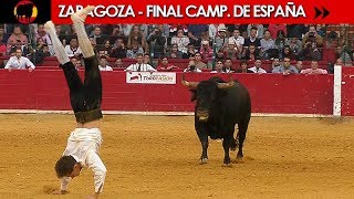 FINAL DEL CAMPEONATO DE ESPAÑA DE RECORTADORES CON TOROS 2017  ZARAGOZA 12102017 [upl. by Nerrot]