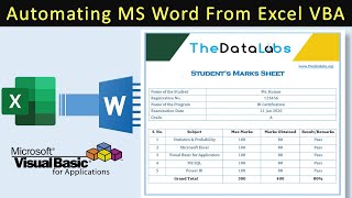 Fully Automated Student Marks Sheet Transfer Data from Excel to Word  A Step By Step Tutorial [upl. by Alleunamme]