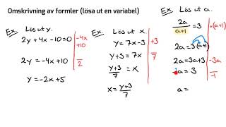 Matematik 2 Omskrivning av formler lösa ut variabel [upl. by Linet564]