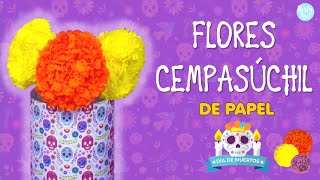 Como hacer Flores de Cempasúchil con Papel china o crepé 🏵  Día de muertos🕯 Partypop DIY🎉 [upl. by Melisande]