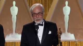 Hayao Miyazaki receives an Honorary Award at the 2014 Governors Awards [upl. by Yentruok]