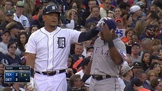 WATCH THE HAIR Miguel Cabrera ruffles Adrian Beltres feathers [upl. by Garges]