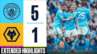 Man City 51 Wolves  UNSTOPPABLE Haaland hits four  EXTENDED HIGHLIGHTS  2324 [upl. by Atsuj]