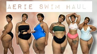 Curvy plus size Aerie Swimsuit Haul [upl. by Ardisi]