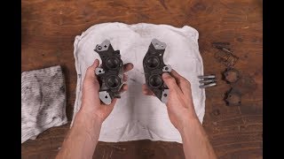 How To Rebuild Your Motorcycles Brake Calipers  MC Garage [upl. by Huntlee]