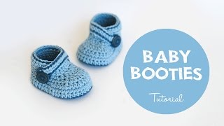 How To Crochet Cute and Easy Baby Booties  Croby Patterns [upl. by Yremogtnom]