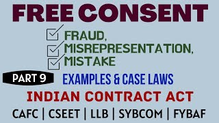 Fraud  Misrepresentation  Mistake  Free Consent  Indian Contract Act  Caselaws  Example [upl. by Ytsirhk]