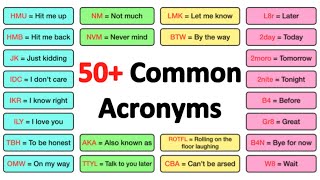 50 COMMON ACRONYMS in ENGLISH [upl. by Llenoil]