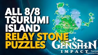 All Tsurumi Island Relay Stone Puzzles Genshin Impact [upl. by Anirtek]