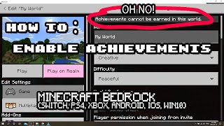 HOW TO ReEnable Achievements After creative Tutorial  Minecraft Bedrock 116 working in 2021 [upl. by Rey]