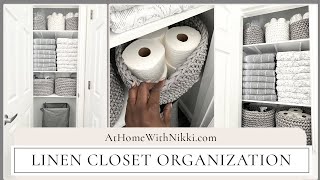 How To Organize A Small Linen Closet  Tiny Closet Tips amp Ideas [upl. by Nicolau920]