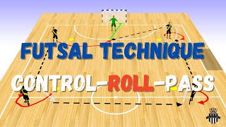 Futsal Technique Training Drill  Control  Roll  Pass [upl. by Sommers]