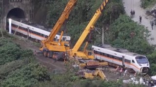 Camera on Train Shows Moment of Impact in Taiwan Crash [upl. by Joli]