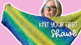 How to Knit a Triangle Shawl for Beginners  4 Easy Steps [upl. by Shoshanna]