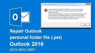 How to repair Outlook Data Files pst in Outlook 2016  2013  2010  2007 [upl. by Hulton]