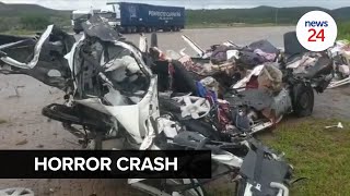 WATCH  Horror crash between 2 trucks and taxi leaves 14 dead in KwaZuluNatal [upl. by Rorie]