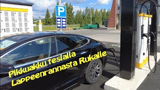 Pieniakkuisella Teslalla Lappeenrannasta Rukalle [upl. by Atonsah309]