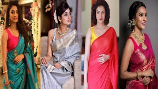 2023 HOW TO STYLE YOUR SAREES WITH SLEEVELESS BLOUSES CONTRAST SLEEVELESS BLOUSE DESIGN IDEAS [upl. by Eniarda]