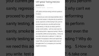 UST global interview questions [upl. by Eimia]