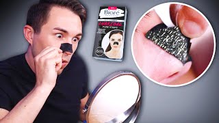 Mens First Time Using Biore Blackhead Remover Charcoal Nose Strips [upl. by Gonnella]