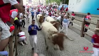 At least 5 hurt in Pamplona bull run [upl. by Ydoow]