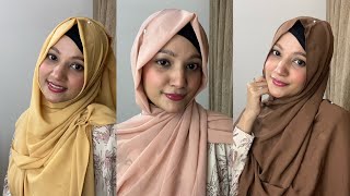 3 Different Hijab Tutorials 2024 Tahmina Shova [upl. by Lemhaj]