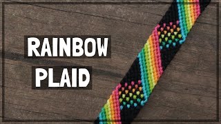 Rainbow Plaid Friendship Bracelet Tutorial CC [upl. by Rhynd216]