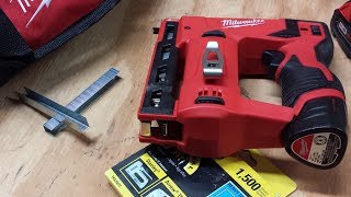 Milwaukee M12 38quot Crown Stapler Review [upl. by Ynnos976]