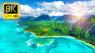 KAUAI • Tropical Paradise Tour in 8K ULTRA HD  Best Island in the World with Ocean Sounds 8K TV [upl. by Ahseal]