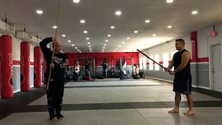 Fight Sword vs Bo Staff Sparring [upl. by Leirza]