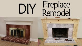 DIY Fireplace Remodel Pt 1 Whitewashing Brick amp Custom Surround [upl. by Neicul851]