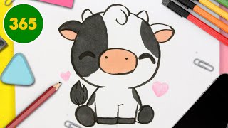 COME DISEGNARE MUCCA KAWAII  Come disegnare animali [upl. by Morris]