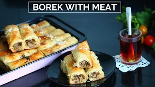 Borek with meat  Easy borek  Filophylo pastry stuffed with meat  Turkish meat pie  بورك باللحم [upl. by Behm]