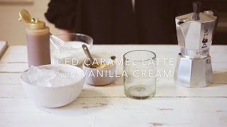 Iced Caramel Latte with Vanilla Cream Recipe [upl. by Audres]