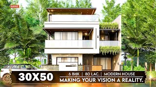 30x50 Modern House Design 3D  1500 Sqft  Blueprint Studio [upl. by Truman599]