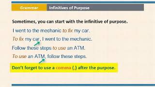 B2RW Unit 6  Grammar  Infinitives of Purpose [upl. by Aivlis]