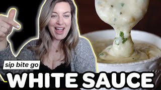 White Pizza Sauce Recipe Garlic Alfredo Style [upl. by Enelyahs]