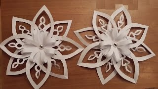 Объемная 3D снежинка из бумаги 3D Paper Snowflake [upl. by Sicard]