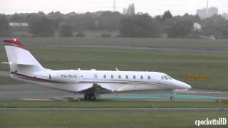 Brand New Cessna 680 Citation Sovereign  Close up landing and take off  Gloucestershire Airport [upl. by Esnofla]