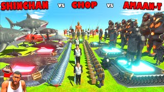 SHINCHAN and CHOP became 1 TEAM vs AMAANT in Animal Revolt Battle Simulator  ARBS HINDI [upl. by Dorrahs]